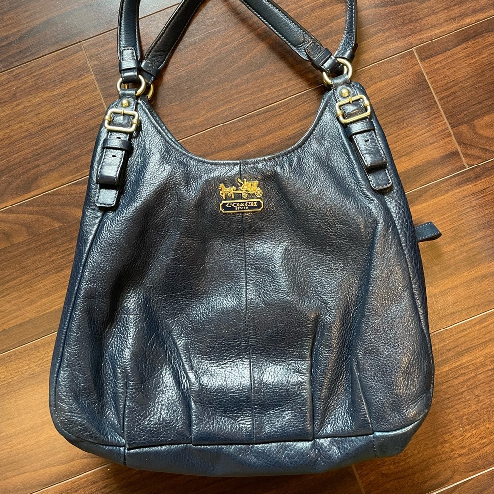 Coach Madison Maggie hand bag. Cool blue leather, great condition, barely used.